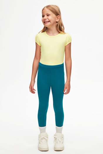 LOVETTI Dark Petrol Colored Summer Leggings for Girls