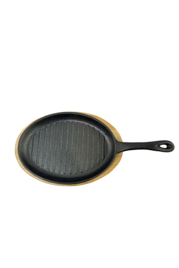 Parfait Ergonomic Handle Wooden Base Oval Sizzler Serving Plate