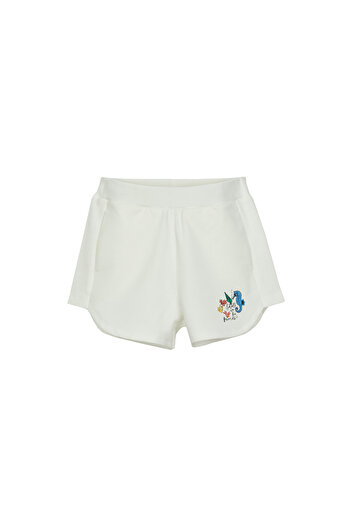 LOVETTI Sea Horse Printed Ecru Girl's Shorts - Two Thread