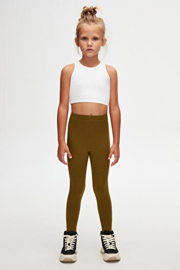 LOVETTI Olive Green Basic Summer Tights for Girls
