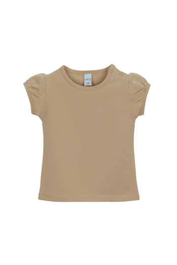 LOVETTI Milk Coffee Basic Baby Girl Snap Neck Watermelon Sleeve T-Shirt