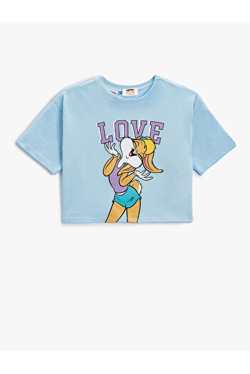Koton Crop Tişört Lola Bunny Baskılı Lisanslı Kısa Kollu Pamuklu