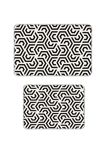 BigArts Home Modern Decorative Non-Slip Base Washable Bath Mat Set - Beige Black 50X60-60X90 cm