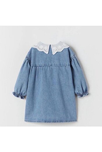 Bloom Denim Bebe Yaka Kiz Cocuk Elbise