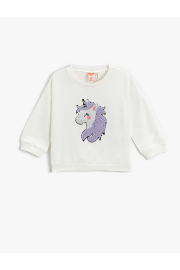 Koton Cotton Unicorn Applique Sweatshirt - Embroidered Design