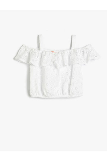 Koton Crop Athlete Scalloped Low Shoulders Strap Elastic Waist
