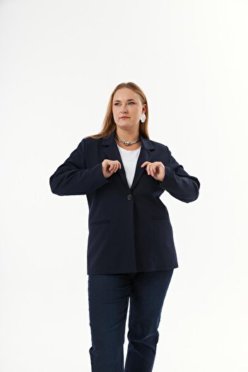 RMG Large Size Fillet Pocket Lined Jacket Navy Blue