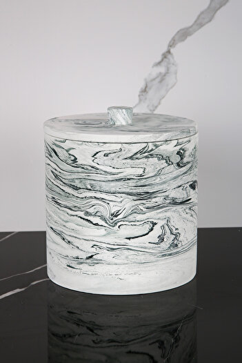 betonmall Marble Patterned Concrete Trash Can Bathroom Kitchen Toilet Wc 18 cm 4 Liters
