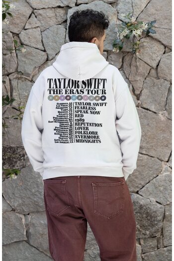 Fuddy Moda Taylor Swift The Eras Tour Unisex φούτερ με κουκούλα - Πίσω στάμπα, Oversize Hoodie