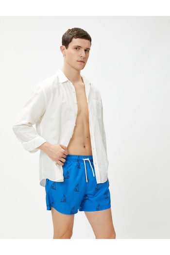 Koton Sea Shorts, Sailing printed, Lake-up στη μέση, Detailed Pocket