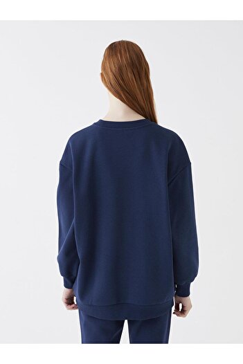 LC Waikiki Μακρυμάνικο Oversize Γυναικείο Φούτερ Crew Neck - Τυπωμένο