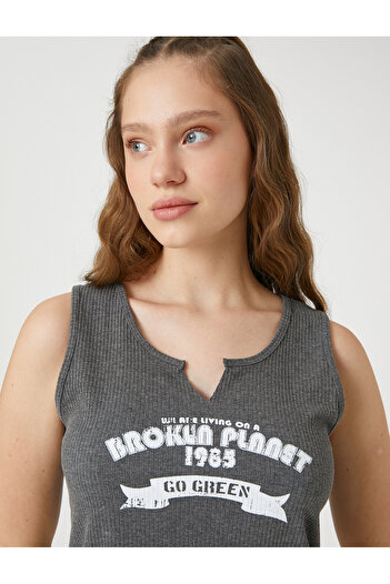 Koton Crop Athlete Printed Crew Neck with Window Detail