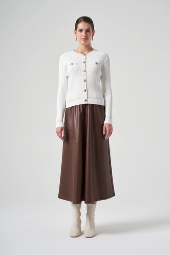 Nuss Knitwear Corded Ecru Cardigan1115