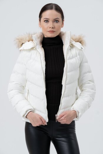 PIQUE Women's Coat Detachable Hood Fur Lined down Women's Coat