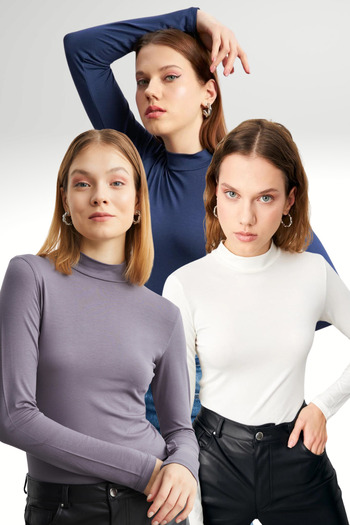 Bipantolon Women's Gray White Navy Blue 3-Piece Body