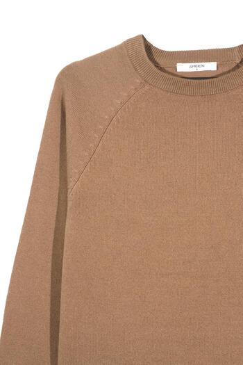 SHERIN Light Brown Crew Neck Sweater