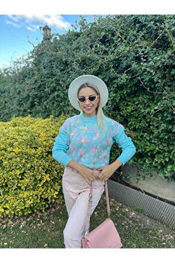 For Angels Floral Knitwear Sweater with Lace Front