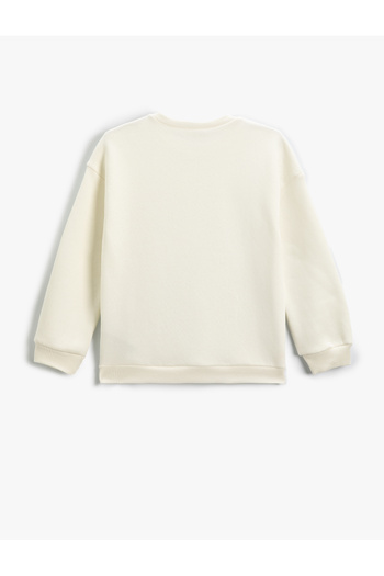 Koton Lesklá mikina s dlouhým rukávem s potištěným sloganem - Crew Neck, Raised