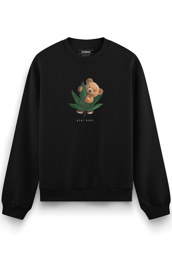 Overoz Teddy Bear εμπριμέ μαύρο oversize φούτερ S1069
