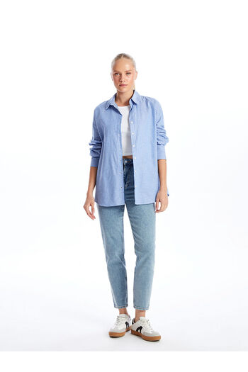 LC Waikiki Tunica camasa de dama din poplin oversize cu dungi Lcwk