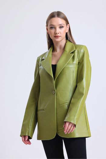 Sense Women's Faux Leather Plus Size Leather Jacket| Ckt33280 Oil Green
