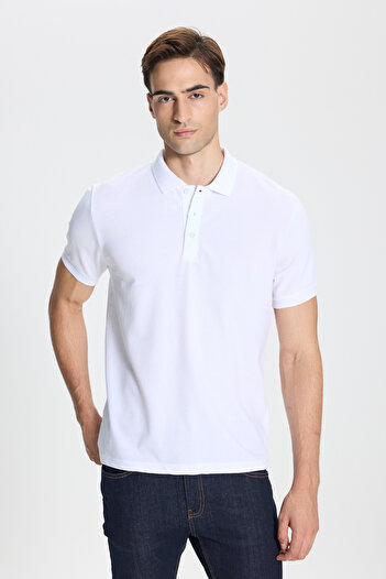 George Henry Non-Shrinkable Cotton Fabric Slim Fit Slim Fit Men's White Uncurlable Polo Collar T-Shirt