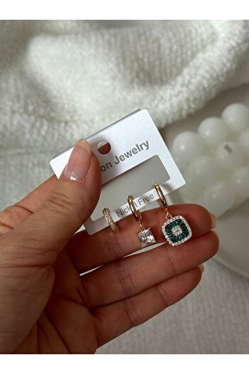 HERCY Imported Zircon Stone 3-Piece Earring Set