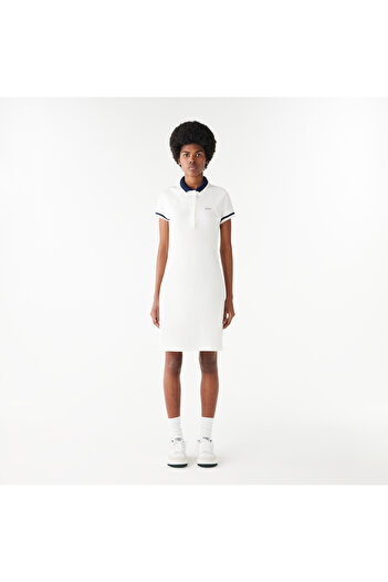 Lacoste Kadın Straight Fit Beyaz Elbise