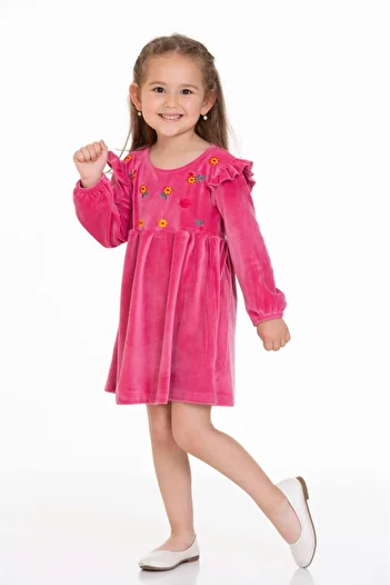 Store Floral Embroidered Velvet Children's Dress