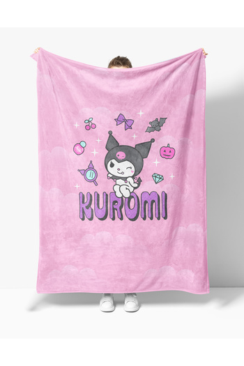 Erays Home Kuromi Patterned Printed Fleece Tv Blanket