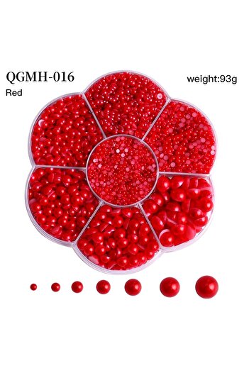Venalisa 5600 Adet İnci Taş Tırnak Süsleme Nail Art Red