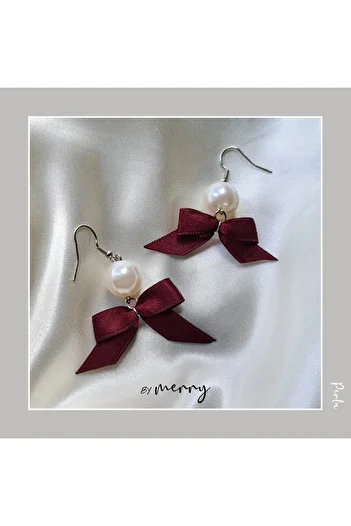 by Merry Silver Color Korean Style Bow Earrings - Lolita and Pearl Earrings