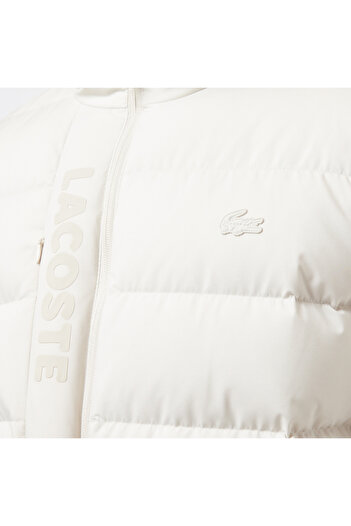Lacoste Erkek Regular Fit Kapüşonlu Beyaz Şişme Mont