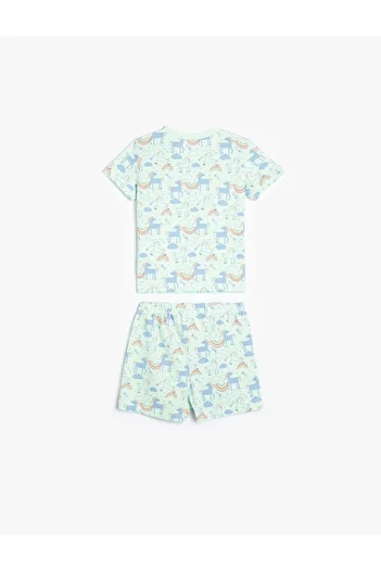 Koton Shorts-T-Shirt-Set aus Baumwolle mit Einhorn-Aufdruck