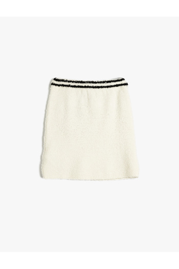 Koton Color Contrast Knitwear Skirt - Button Detailed