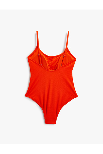 Koton Basic Swimsuit Thin Strap U-Neck Covered