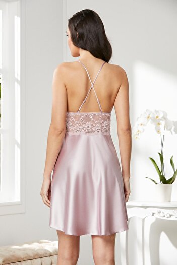 Pierre Cardin Saten Dantelli Kadın Gecelik - 850 Rose