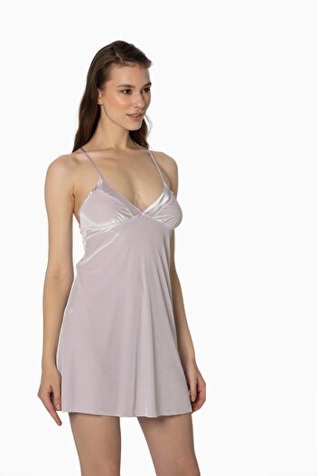Pierre Cardin Kadife Saten Kadın Gecelik Ve Sabahlık Takımı - 4040 Viola
