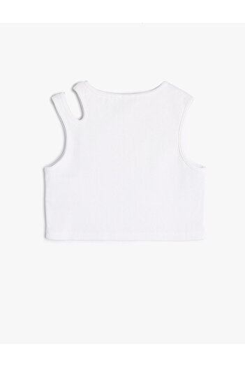 Koton Crop T-Shirt Window Detailed Cotton Ribbed