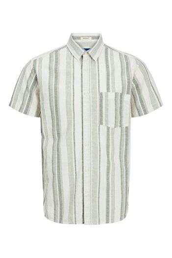 Jack & Jones Jack Jones Linen Shirt - Jorlinen Blend Stripe Shirt Ss Ln Styd24 12256299