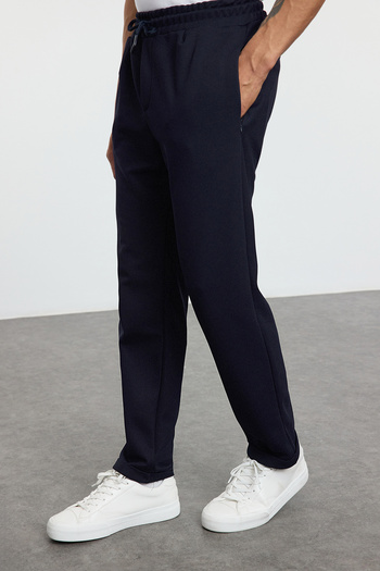 Trendyol Collection Темно-сині штани Slim Fit Orme Комфортні штани з еластичним поясом TMNAW25PL00023