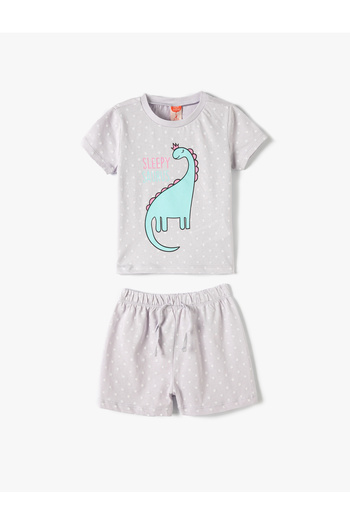 Koton Szett 2 db rövidnadrág póló, dinoszaurusz nyomott pamut