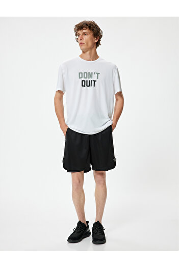 Koton Geometric Printed Sports Shorts with Leggings - Lace-up Waist and Pocket Detail