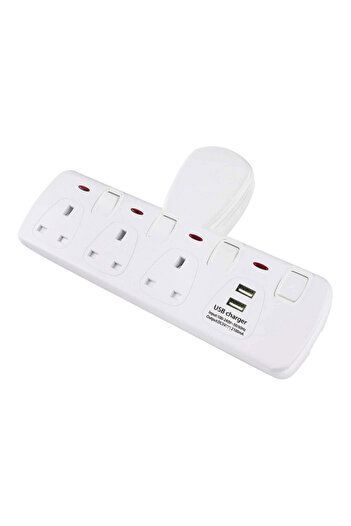 Kistenmacher 3250W 3-BS 2-USB Port Fast-Charging Wall Socket Adapter