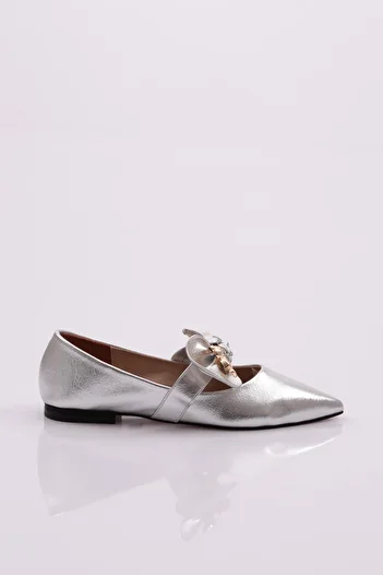 DGN Women's Ballerinas Silver Metallic 4116535