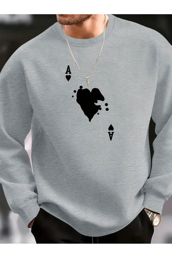 Pink Sky Large Size Printed Oversize Sweatshirt