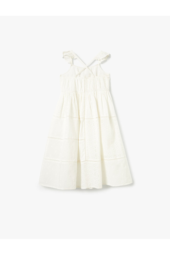 Koton Embroidered Midi Cross Strap Comfortable Dress
