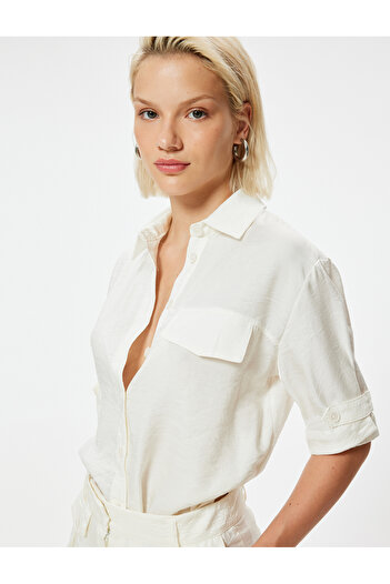 Koton Covered Modal Fabric Short Sleeve Shirt - Pocket Detail