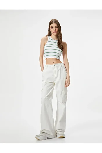 Koton Crop Athlete Crew Neck Sleeveless Slim Fit Ribbed