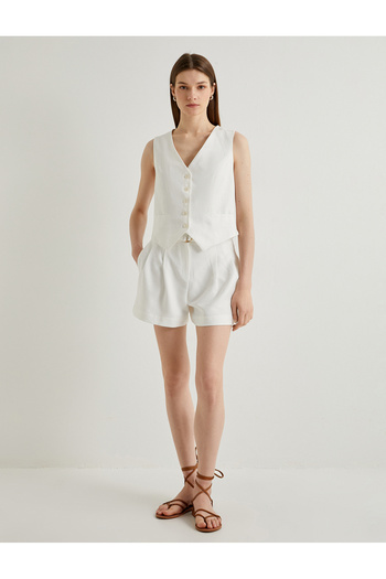 Koton Viscose Shorts with Belt Detail and Normal Waist Pocket